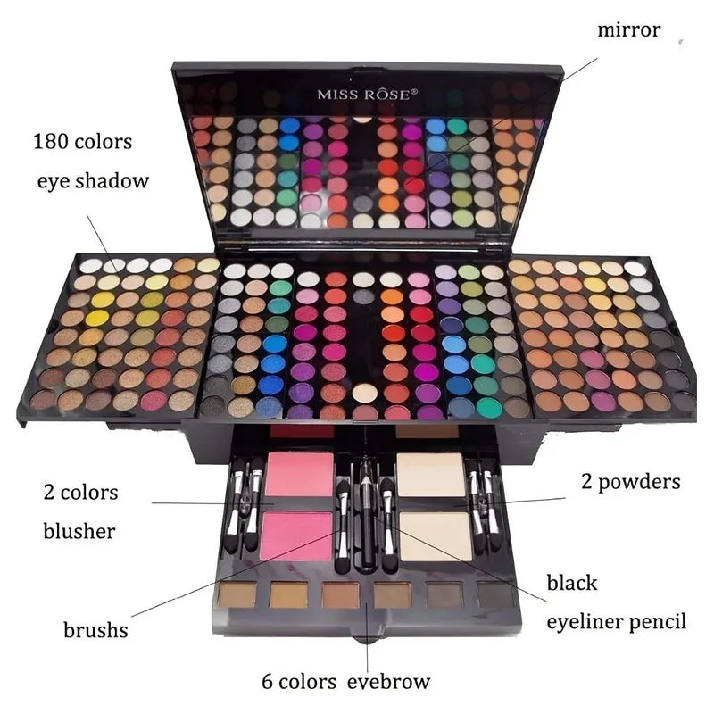 Klavieretui mit 180 Farben, Lidschatten-Puder-Rouge-Set, Make-up-Platte, Multifunktions-Make-up-Box, Geschenk, langlebig und tragbar