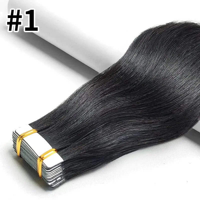 26 นิ้วเทปต่อผม 100% Human Hair กาวเปลี่ยนได้ไม่มีรอยต่อ Weft เทป 20/40pcs ตรงผมสำหรับสตรี