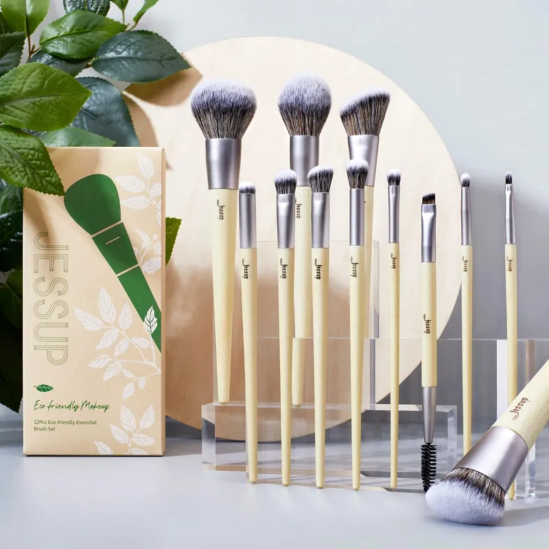 Jessup Sada štětců na make-up Premium Synthetic Foundation Pudr Angled Concealer Blending Eyeshadow Duo Eyebrow Brush Makeup T327 — image 2