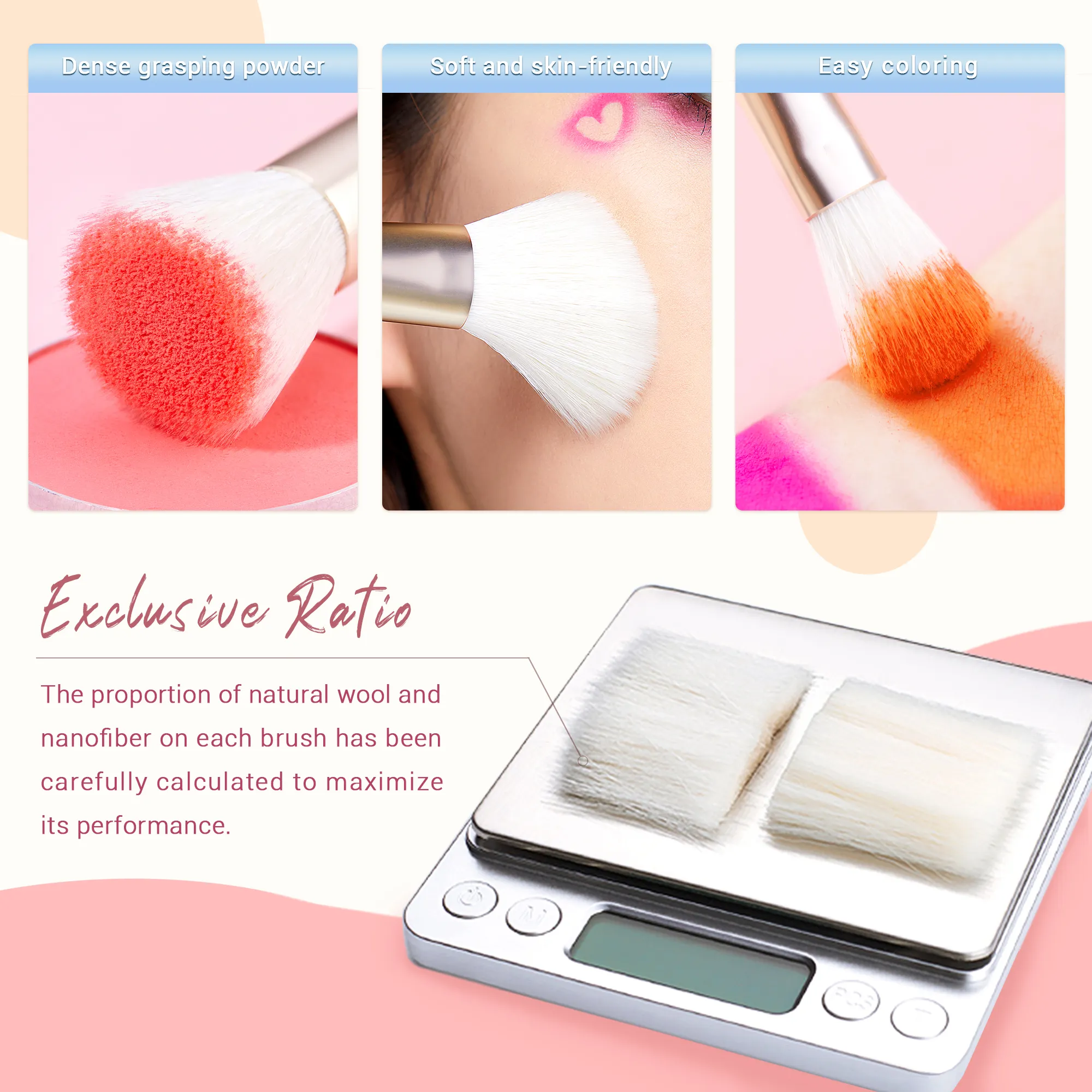 Jessup Make-up-Pinsel-Set, 15–25 Stück, natürlich-synthetisch, für Grundierung, Puder, Textmarker, Lidschatten, Pinsel, Pedzle do Makijazu T290 — image 2