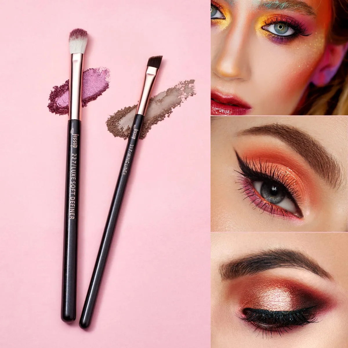 Zestaw pędzli do makijażu Jessup 15 szt. Zestaw pędzli do makijażu Eyeliner Shader Naturalne włosy syntetyczne Różowe złoto/czarny T157 — image 6