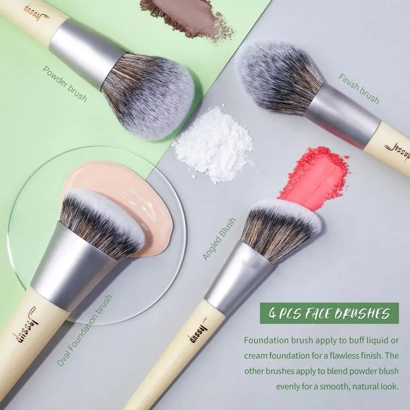 Jessup Sada štětců na make-up Premium Synthetic Foundation Pudr Angled Concealer Blending Eyeshadow Duo Eyebrow Brush Makeup T327 — image 3