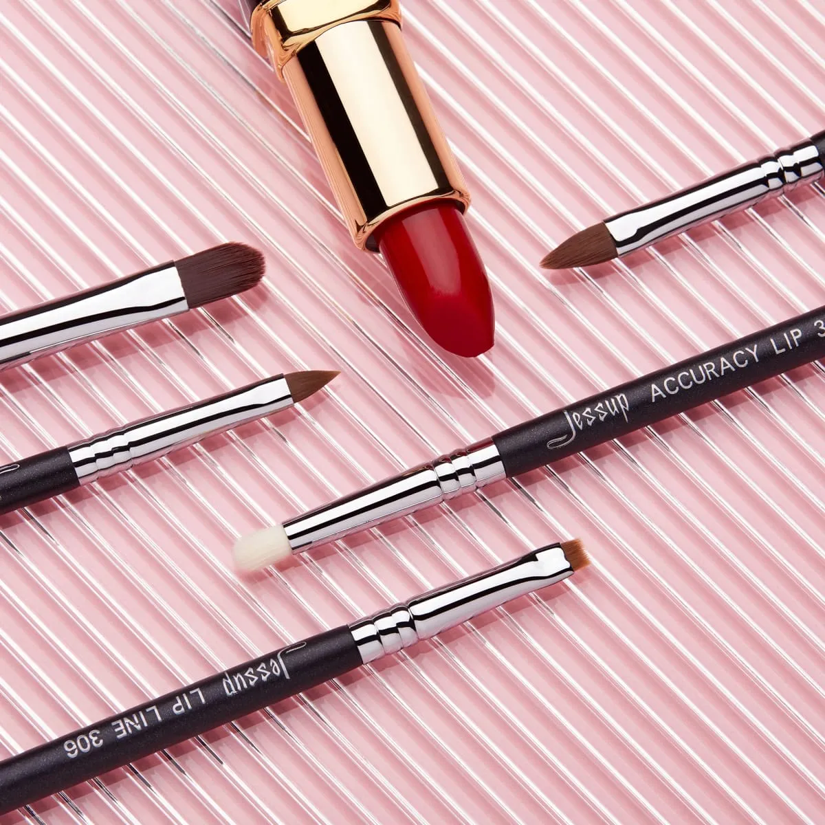 Jessup Lip brushes set Pro contour different lip shapes Synthetic small/cat-tongue /flat/round/tapered-tip lipliner brush T325
