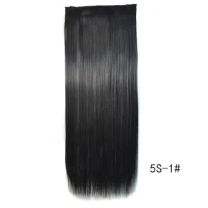 Extensii de păr sintetic, natural, sintetic, 5 clipuri, piese de păr fals artificiale, blond, maro, negru, roz, drept.