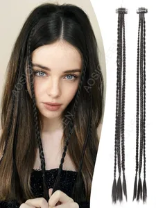 Peruca sintética de trança com clipe BB forte, caixa leve, trança de rabo de cavalo, peça de cabelo para mulheres, 1/2 unidades