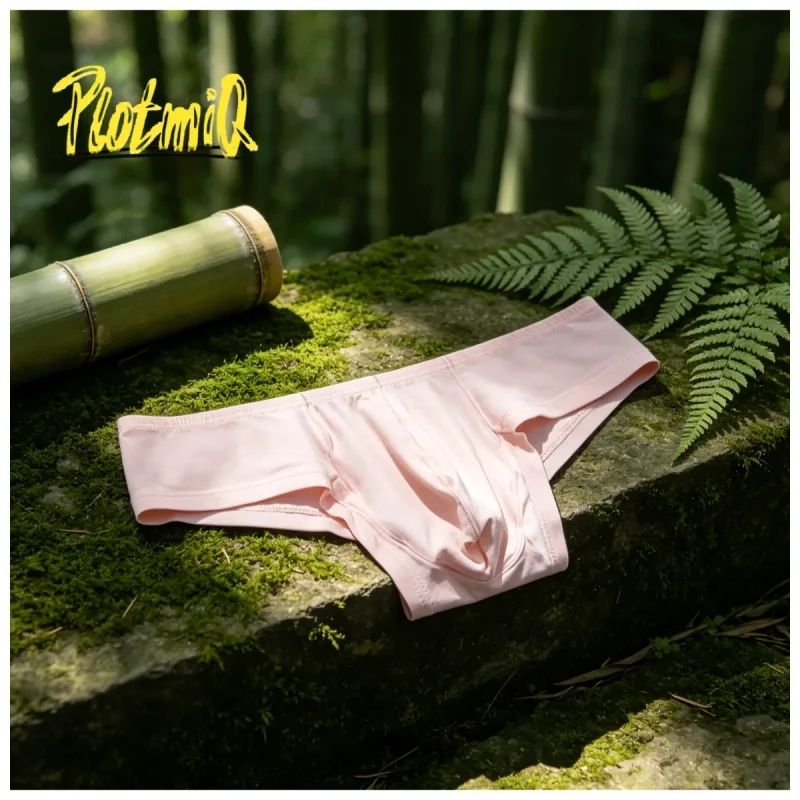 2PCS Low Rise Comfort Men Cotton Briefs Pink Soft Fabric Wide Waistband 3D Support Pouch Moisture Friendly Mens Underwear