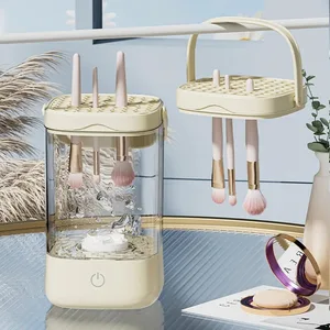 Limpiador de pinceles de maquillaje eléctrico portátil con enchufe USB, herramienta de limpieza de pinceles de maquillaje recargable, limpieza automática de pinceles de maquillaje