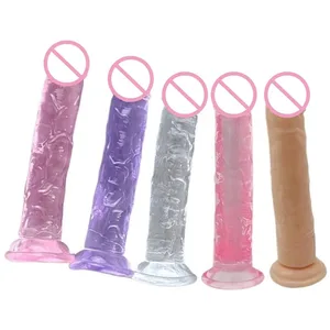Dildo Jucării sexuale Dick Ieftin Moale Femeie Vagin Clitoris Masturbatoare Anale Penis cu Ventuză 5 Culori Consolador Dildo Gode