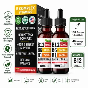 Vitamina B12 B6 Gotes líquides 60 ml Complex B amb B1 Folat de niacina Gerds Suplement diari de benestar vegà 40 porcions Adults
