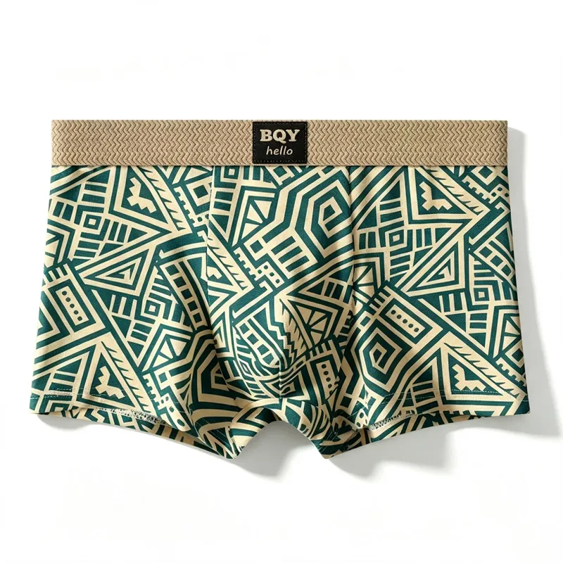 Erkek Nefes Rahat İç Giyim Amerikan Tarzı Kişiselleştirilmiş Boxer Şort Baskılı Trendy Etnik Retro Kare Külot