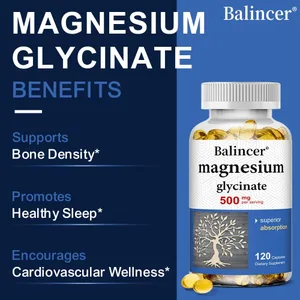 Magnesium Glycinate Capsules 500mg - Supports Muscle Joint and Heart Health Promotes Deep Sleep