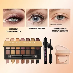 3 stks/set CC Volledige Dekking Undereye Kleur Corrector Glow Oogschaduw Paletten Volumizing Mascara Blijvende Schoonheid Ogen Make-Up Kit