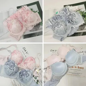 Sexy Spitzen-Push-up-BH und Höschen-Set für Damen, stützende, nicht einlaufende Körbchen, bequeme, hautfreundliche Dessous