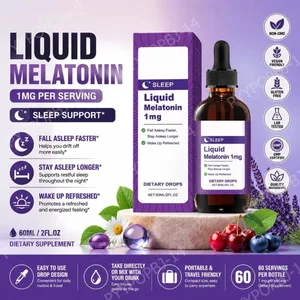 Flytende Melatonin 1 Mg Søvndråper Myntebladekstrakt Sove raskere Sove lenger Våkne opp uthvilt 60 ML