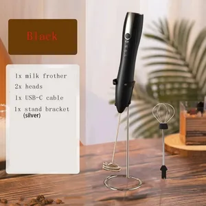 Miscelatore manuale Montalatte per caffè Matcha Macchina per schiuma portatile Frusta elettrica Miscelatore per bevande Frullino per le uova ricaricabile con supporto