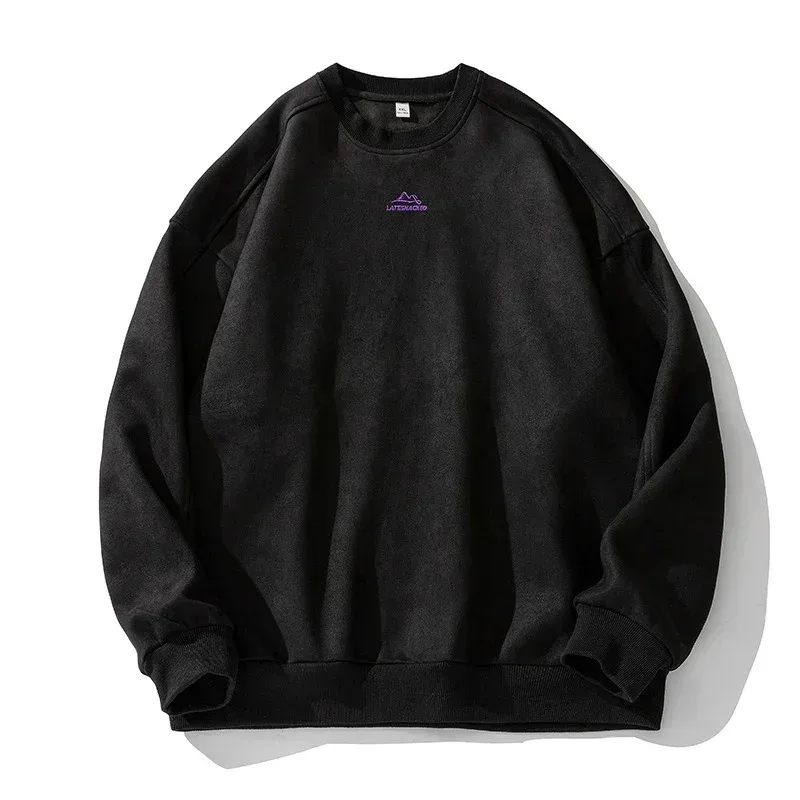 Marke Wildleder Sweatshirts für Herren 2026 Neu Herbst Winterkleidung Baggy Vintage Pullover Paare O-Ausschnitt Oversize Bluse