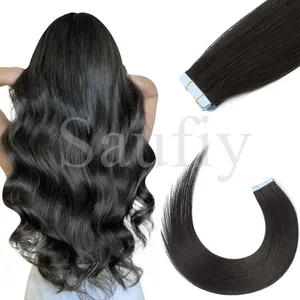 Blonde Tape Sa Mga Extension ng Buhok ng Buhok ng Tao 20pcs/Pack Straight Natural Black Blonde Brown Tape Ins Mga Extension ng Buhok na 12-20inches Seamless Double Side Skin Weft Tape Sa Buhok Para sa Babae