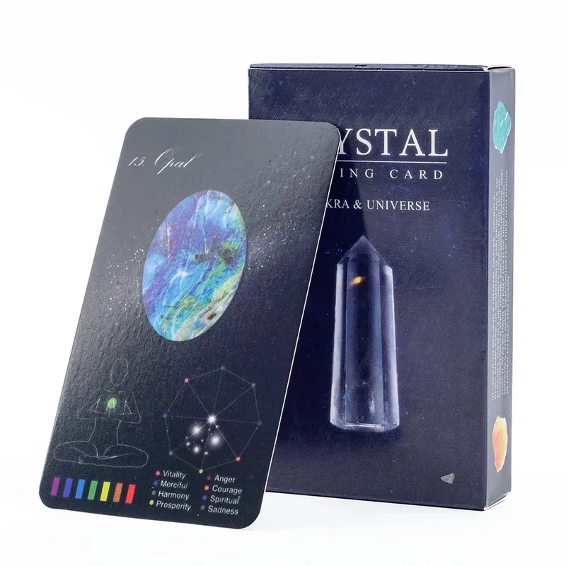 Kad Penyembuhan Kristal Dek 60 Kad dengan Kad Zodiak Kristal dan Oracle untuk Permainan Papan Keluarga Ramalan Ramalan Nasib