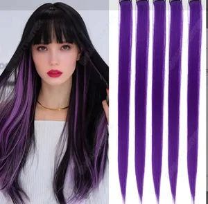 5st Rak Clip In Hair Extensions Syntetisk Highlight Clip On Hair Bitar Mode Hår För Kvinnor Daglig fest Cosplay