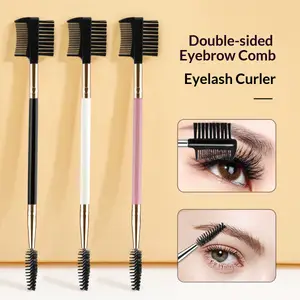 3Pcs Double-Ended Eyebrow Eyelash Brush Set with 3 Different Spoolie Brushes Makeup Grooming Tool