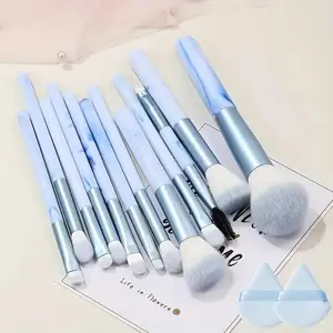 12 τμχ Μπλε πινέλα μακιγιάζ Σετ Professional Foundation Powder Blending Blush Concealer Βούρτσα από συνθετικές ίνες
