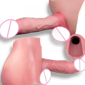 High Waist Realistic Penis Sleeve насадка на член Strap On Hollow Dildo Panties Silicone Dick Extender Sex Toy For Men