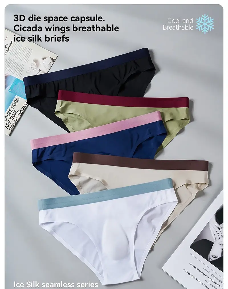 Sexy männer Höschen Nahtlose Eis Seide Ultra-dünne Slips Schnell Trocknend Atmungsaktive Unterhose 3D Bulge Pouch Unterwäsche Cueca homme