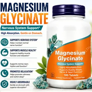 Magnesium Glycinate Supplement 180 Tablets Chelated Bisglycinate Dietary Tablets for Men & Women Gentle Daily Mineral Support