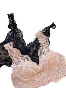 Spets Bralette Set - Trådlös Anti Sagging BH Justerbar Andas Underkläder Ingen Bygel Komfort Tunn Sexig Vardagskläder