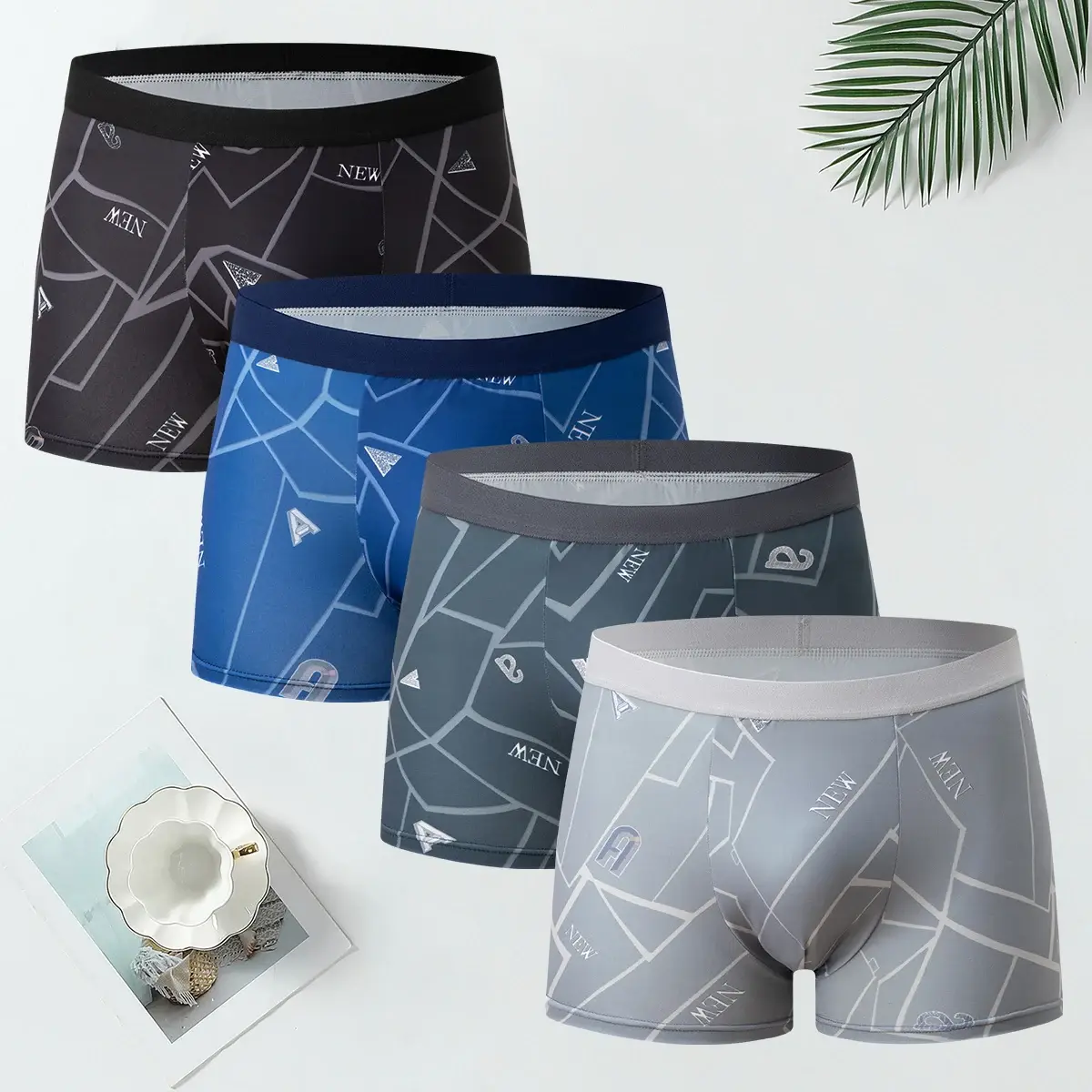 4-delige herenbroek met platte pijpen met seizoensgebonden mode Opdruk Meerkleurig Sport Comfort Elastische taille En Informeel Dagelijks Trend