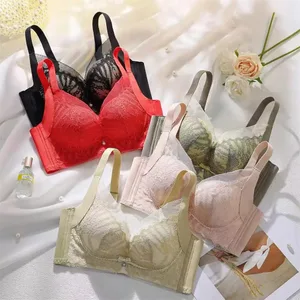 Sexy Damen-Push-up-BH mit bestickter Spitze, atmungsaktiv, verstellbar, Anti-Durchhängen, Dessous ohne leere Körbchen für stützenden Komfort