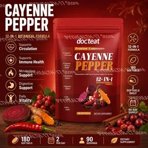 Cayenne Pepper Softgels with 12-in-1 Enhanced Botanical Formula for Antioxidant and Vascular Health Support 180 Softgels