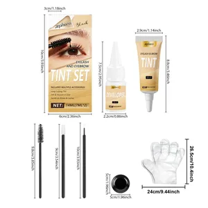 2-in-1 Lash and Brow Tint Kit Professional DIY Semi-Permanent Eyelash Eyebrow Color Dye Set Home Salon Use Intense Black 1 Set