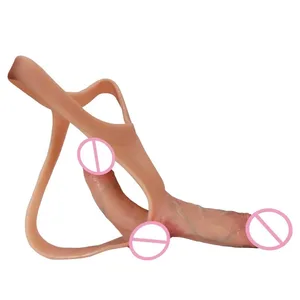 Silicone Double Penis Dildo na may suot na pantalon Dick Realistic Penis Toy para sa Lesbian Couple Strap sa Masturbator Adult Sex Toys