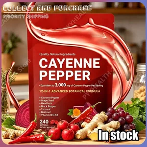 Cayenne Pepper Softgels Supplement with Grape Seed Beetroot Turmeric Vitamins D3 K2 Herbal Supports Leg Vein Blood Vessel Health