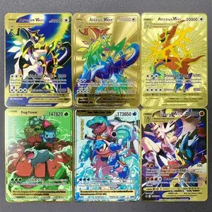 Engelska metall Pokémonkort DIY Arceus Mewtwo Charizard Pikachu Shiny Iron Pokémon GX Vmax EX Game Kids Collection Card Toy Present