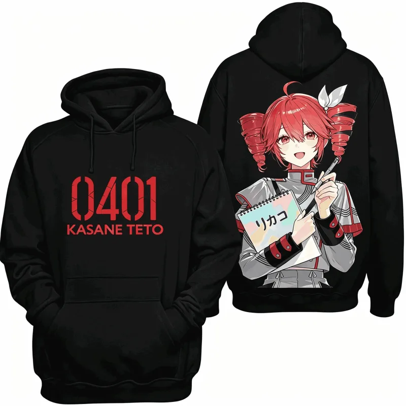 Kasane Teto Bedruckte übergroße Unisex-Vintage-Hoodies für Männer und Frauen, Fleece, warm, lässig, Retro-Mode, hochwertige Paare