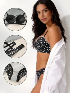 Sexy Dessous-Set, Push-up-BH mit Stahlring, bedrucktes Höschenset für Damen, tägliches Tragen, Komfort-BH, Unterwäsche, modische Dessous