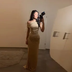 Elegant One Shoulder Sequins Party Dress Chic Sexy Backless Fold Design Slim Fit Female Long Gown 2026 NEW Party Evening Outfits