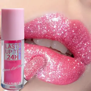 Flowing light Glitter Lip Glaze ลิปกลอสติดทนนานกันน้ำลิปสติก Makeup Lip Oil Lip Tint Moisturizing