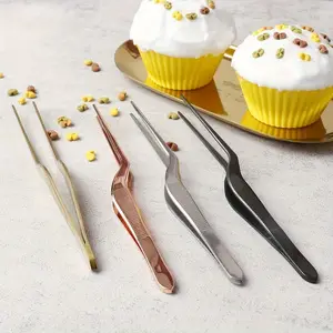 Titanium molecular cooking special elbow tweezers cold dish shaping tweezers kitchen and restaurant pastry decoration tools
