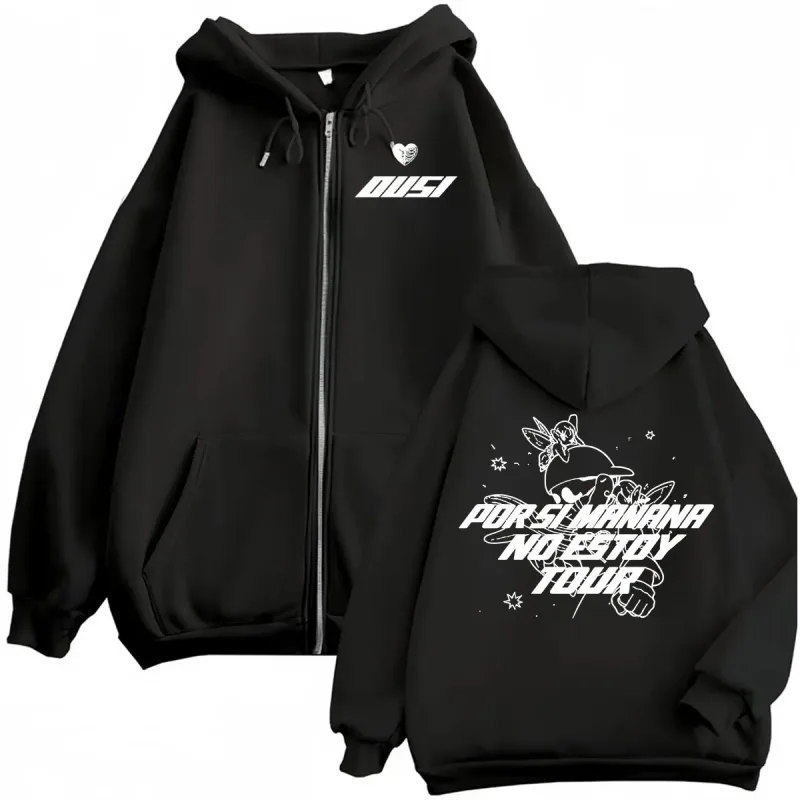 Omar Courtz Por Si Manana No Estoy Tour Zipper Hoodie مردانه زنانه هاراجوکو سویشرت های خیابانی بالا کت آستین بلند زیپ کت
