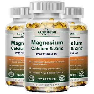 Alxfresh Calcium Magnesium Zinc & Vitamin D3 Capsules for Immune System Bone Nervous System Health Support | Non-GMO Vegan