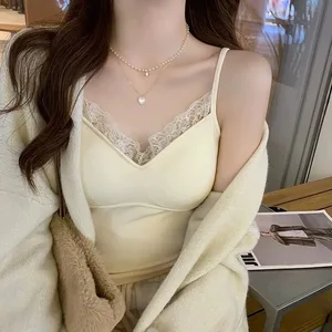 Lace Tank Top Babae Cute Camis Sexy White Cropped Camisole Babae Koreanong Walang manggas Itim na Vest Tag-init 2025 Coquette Y2k na Damit