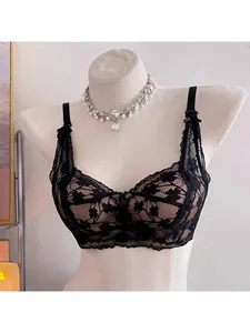 Süßer Neckholder-BH mit Schleife, Spitze, drahtlos, gepolsterter Push-up-Büstenhalter, Damen-Intim-Dessous für kleine Brüste, Größe 32–38 ABC