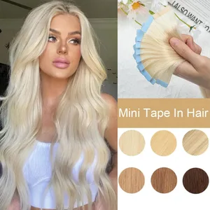 Blonde Mini Tape sa Mga Extension ng Buhok ng Buhok ng Tao Natural Straight Black Brown Double Side Seamless PU Skin Weft Tape Ins 10pcs