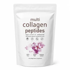 Peptydy wielokolagenowe w proszku 454g Niesmakowana mieszanka kolagenowa z witaminą C Biotyna Kwas hialuronowy Skóra Włosy Paznokcie Wsparcie