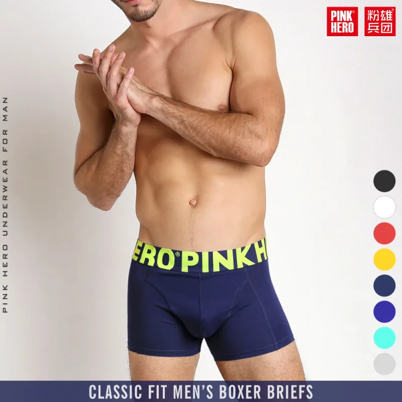 4 PCS PINKHERO Fashion Underpants For Men,Stylish Comfy And Soft Slip Homme，Cotton Underwear Boxer Briefs,Calzoncillos Hombre