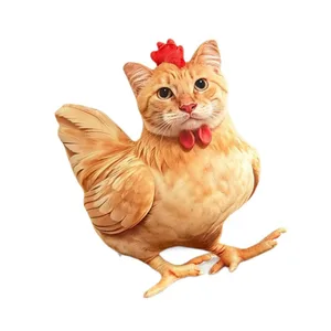 Cat Chicken Funny Novelty Soft Plush Pillow Cute Animal Stuffed Sofa Cushion 3D Orange Tabby Kitten Doll
