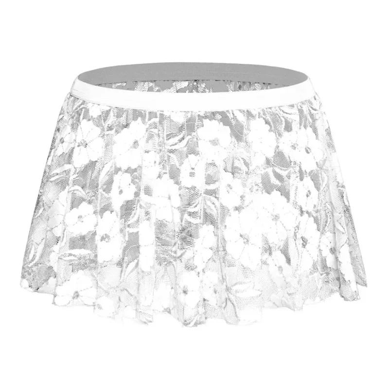 Men Solid Lace Skirt Mesh See Through For Lingerie Low For Rise Pleated Skirts See Through Bodycon Bottom For Party Evening
